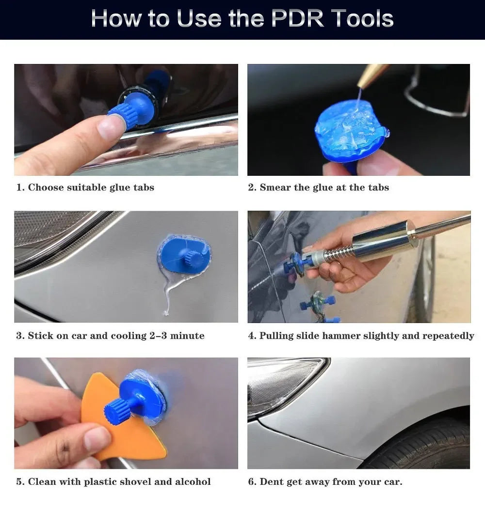 Automotive Tools Car Body Dent Repair Tool Metal Sliding Reverse Hammer Auto Dent Puller Removal Extractor Kit Suction Cup CM World