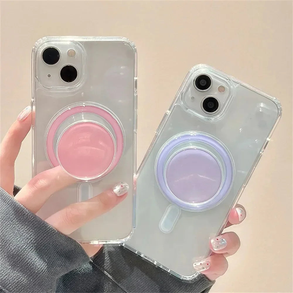 Magnetic Folding Mobile Phone Grip Holder Socket Pocket Support for Magsafe IPhone Samsung Mac Safe Ring Finger Expanding Stand