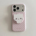 Cute Simple Wave Point Pattern Matte Pink Protective Cover Case For iPhone 17 16 15 14 Pro Max with Cat Magnetic Holder