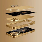 Cool Crown Lion Pattern Gold Metallic Paint Glass Phone Case For iPhone 11 12 13 14 15 16 17 Pro Max 14 Plus 17 Air 16E Cover