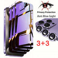 [3 Anti-Spy Glass +3 Lens Caps] Purple Ray Privacy Screen Protector For iPhone 17 16 15 14 Plus 13 12 Mini 11 Pro Max 16e Film