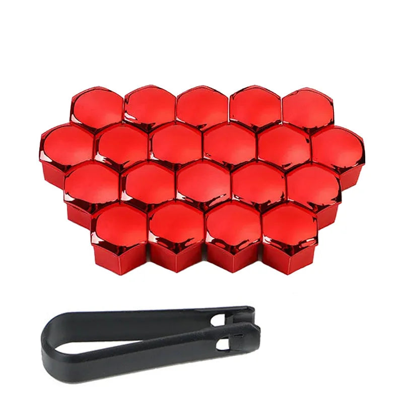 17/19/21mm Car Wheel Tire Nut Caps Auto Tyre Hub Anti-Rust Dustproof Screw Bolt Cover Protection Cover Red Blue Silver 20Pcs/set