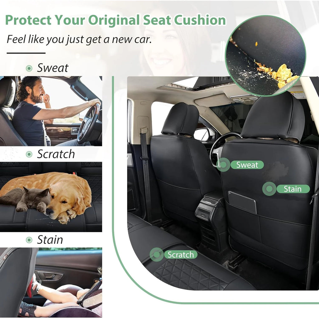 Car Seat Covers Full Set 5-Seats Waterproof Faux Leather Car Seat Cushion Protector Universal Fit for Most Cars SUVs Sedan