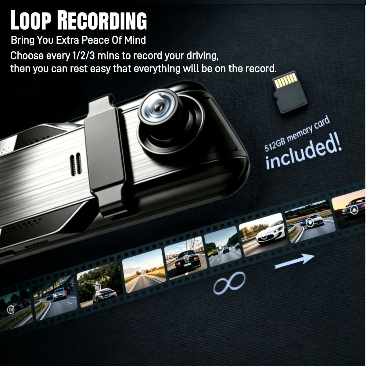 10-Inch Touch Screen IMX678 4K+2.5K Mirror Dash Cam Rear View Mirror Camera, Parking Assist, Loop Recording, Night Vision, 5.8GHz.WiFi, ADAS, LCA, BSD Functions, External GPS, 64G Card - Suitable for Most Vehicle Models