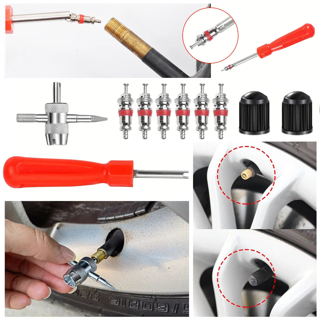 Car Bicycle Slotted Handle Tire Valve Stem Core Remover Screwdriver Tire Repair Install Tool Kit Auto Motorcycle Accessories CM World
