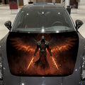 Blazing-Winged Assassin Car Vinyl Wrap, PVC Material Waterproof Car Hood Sticker, Self-Adhesive Scratch-Resistant Stickers for E