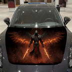 Blazing-Winged Assassin Car Vinyl Wrap, PVC Material Waterproof Car Hood Sticker, Self-Adhesive Scratch-Resistant Stickers for E
