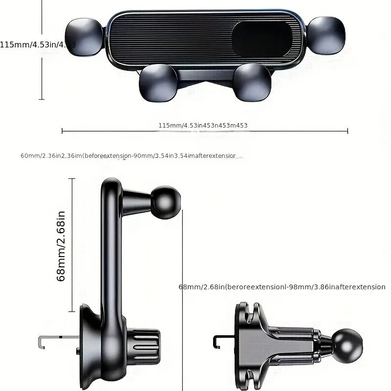 Cellphone Mount Phone Holder Gravity Foldable, 360 ° Rotating Extension Rod, Fits All Cars Vent CM World