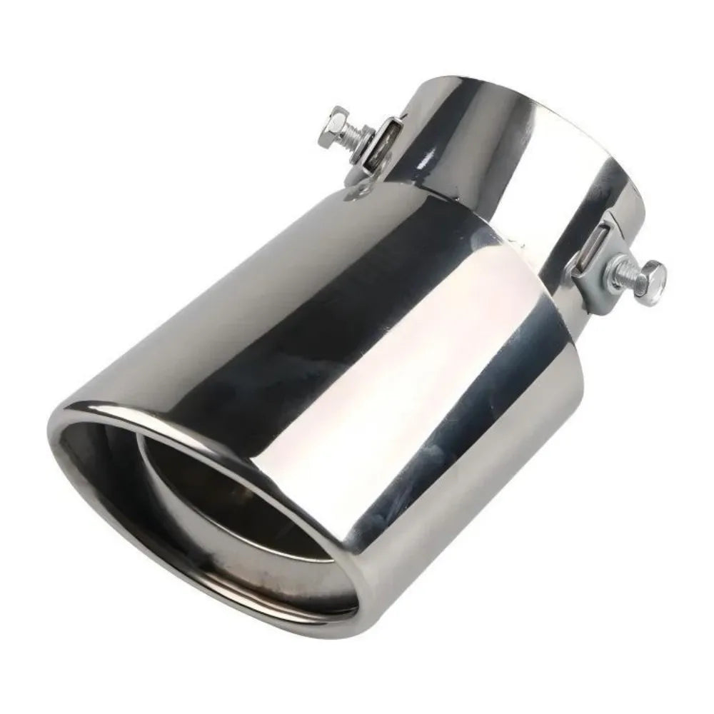 2.5" Stainless Steel Chrome Trim Car Auto Exhaust Muffler Tip Pipe Rear Tail Throat for Most Cars DIY Parts Accessories