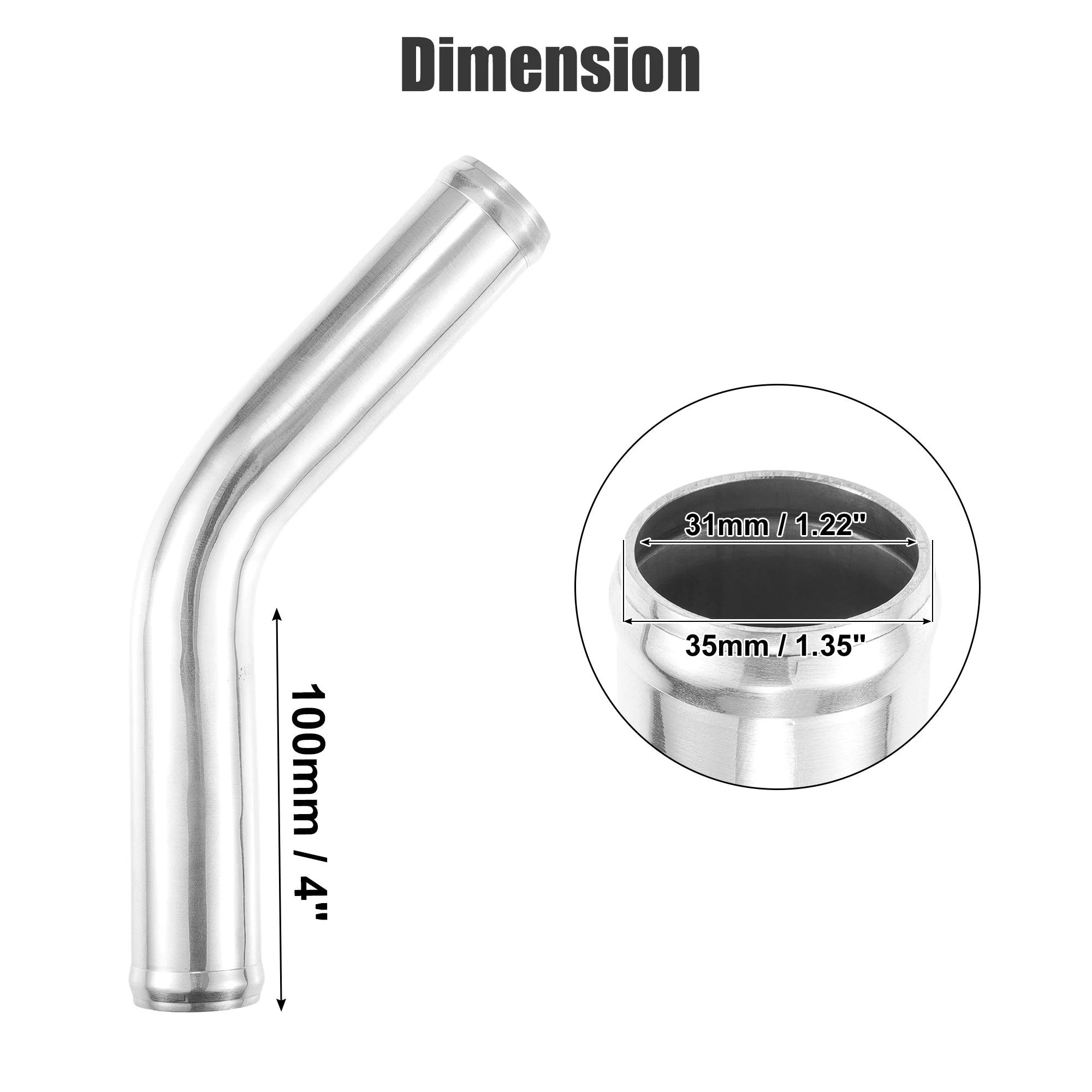 UXCELL 45 Degree OD 32-102mm Leg Length 100mm Car Aluminum Alloy Tube Intercooler Bend Elbow Pipe Air Intake Joiners Tubing CM World
