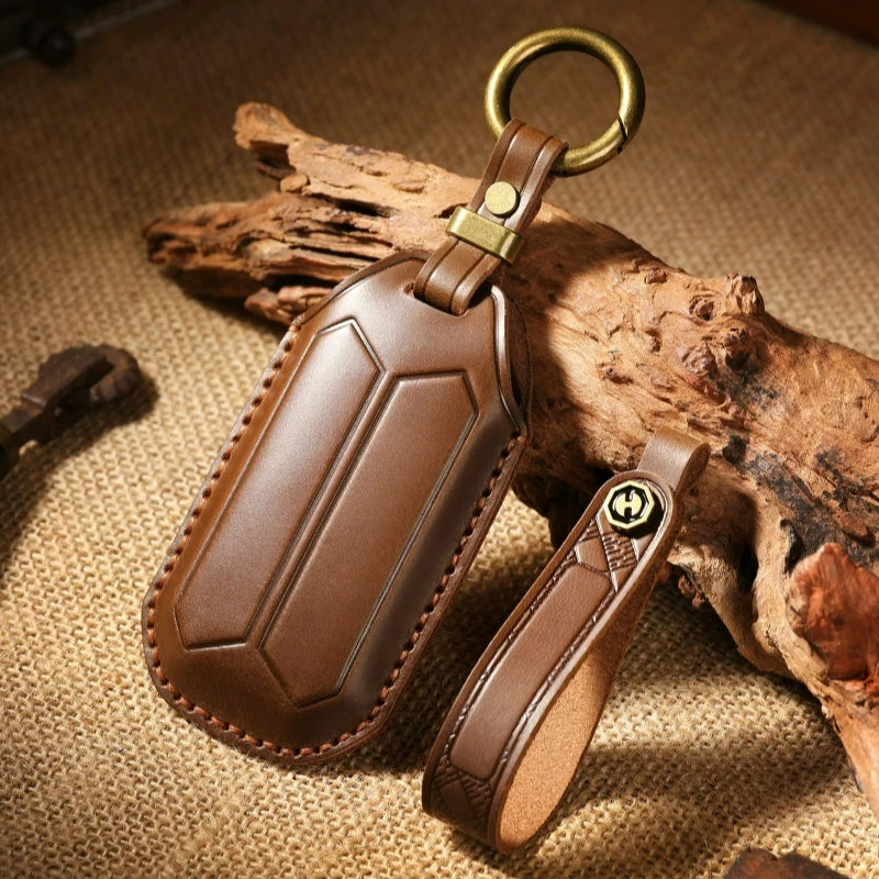 Genuine Cow Leather Car Remote Smart Key Fob Case Cover Bag Chain Holder Buttons Protector Keychain For Jaecoo 5 J5 EV 2025 2026