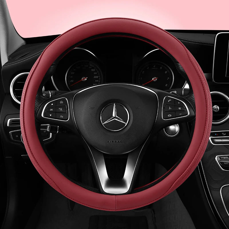 Car Anti-Slip Leather Steering Wheel Cover Universal Car Steering Wheel Protective Cover Fashion Style 38cm Sport Style Cool CM World