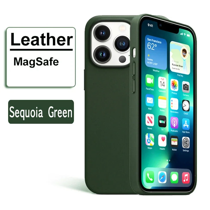 Official Magnetic Leather Case for Apple iPhone 17 Pro Max 16 13 12 14 15 Plus Original MacSafe for MagSafe Cover Accessories Car Mobile World