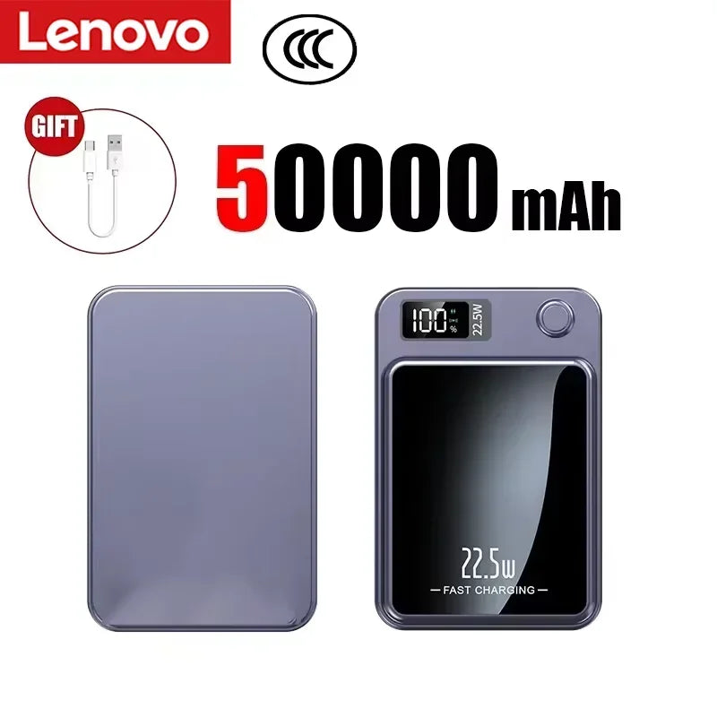 Lenovo 500000mAh Wireless Power Bank Portable Magnetic Fast Charger For Magsafe Auxiliary Battery For Xiaomi Huawei iphone