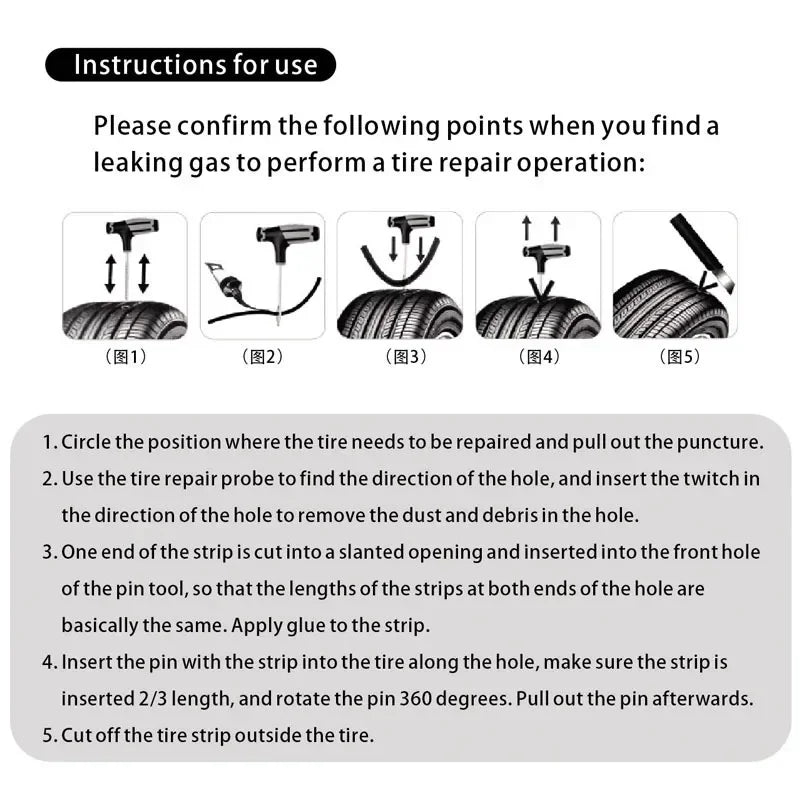 Car Tire Repair Kit Puncture Plug Tools Tyre Puncture Emergency for Tire Strips Stirring Glue Repair Tool Kit Car Accessories CM World