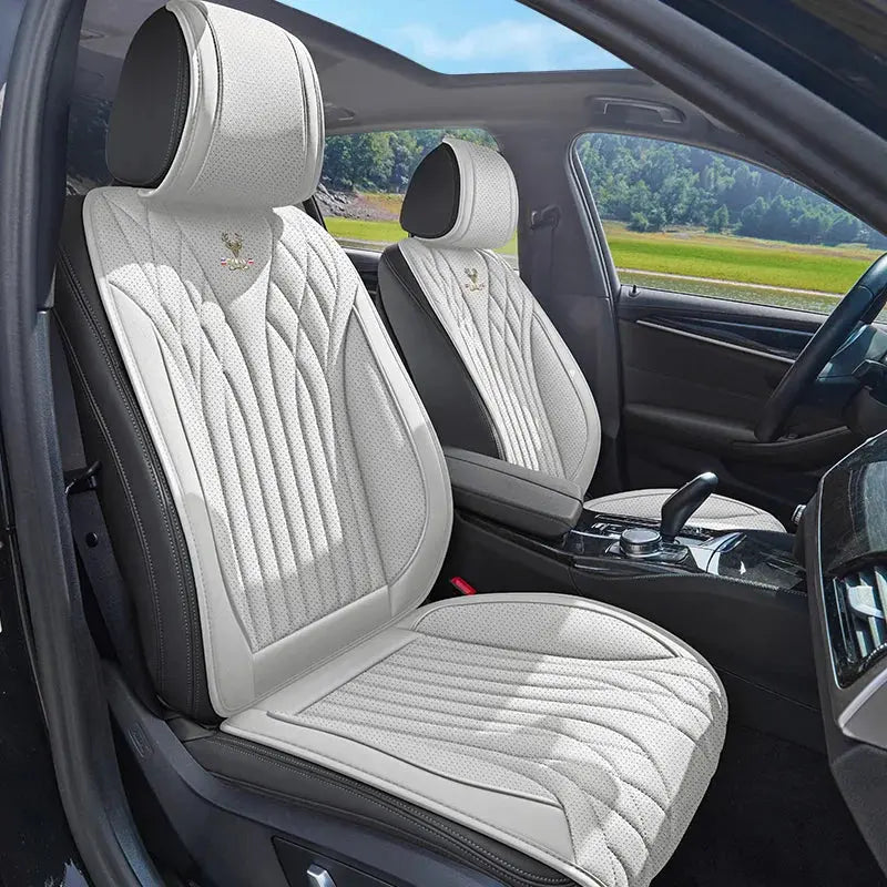 Universal Half Wrap Nappa Leather Seat Cover, Concise Design, Snug Fit, Soft & Breathable, Practical Auto Interior Accessory Car Mobile World