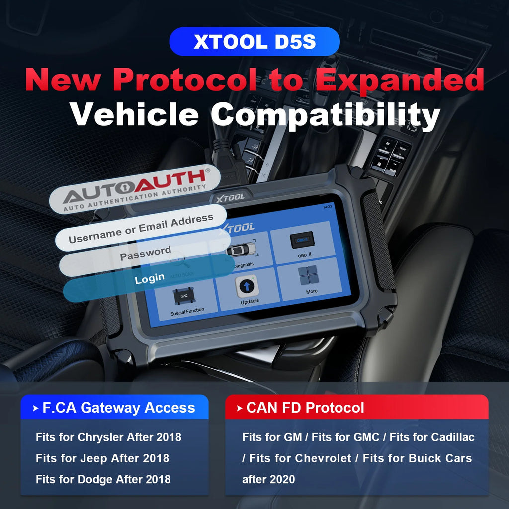 XTOOL D5S Car Diagnostic Tool Gearbox ABS EPB SRS Engine System Scanner 16 Resets Service OBD2 Scanner Free Update FCA CAN FD