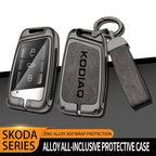 Zinc Alloy Car Remote Control Key Case Cover Holder Shell Fob for Skoda Kodiaq Protection Key Chain Buckle Keyless Accessories CM World