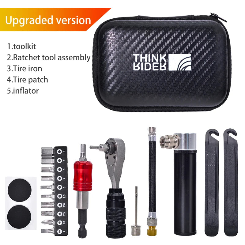 TinkRider Bicycle Portable Tools Repair Bags Set Multipurpose Bike Toolkit MTB Road Bike Storage Capsule Kit Cycling Pump CM World