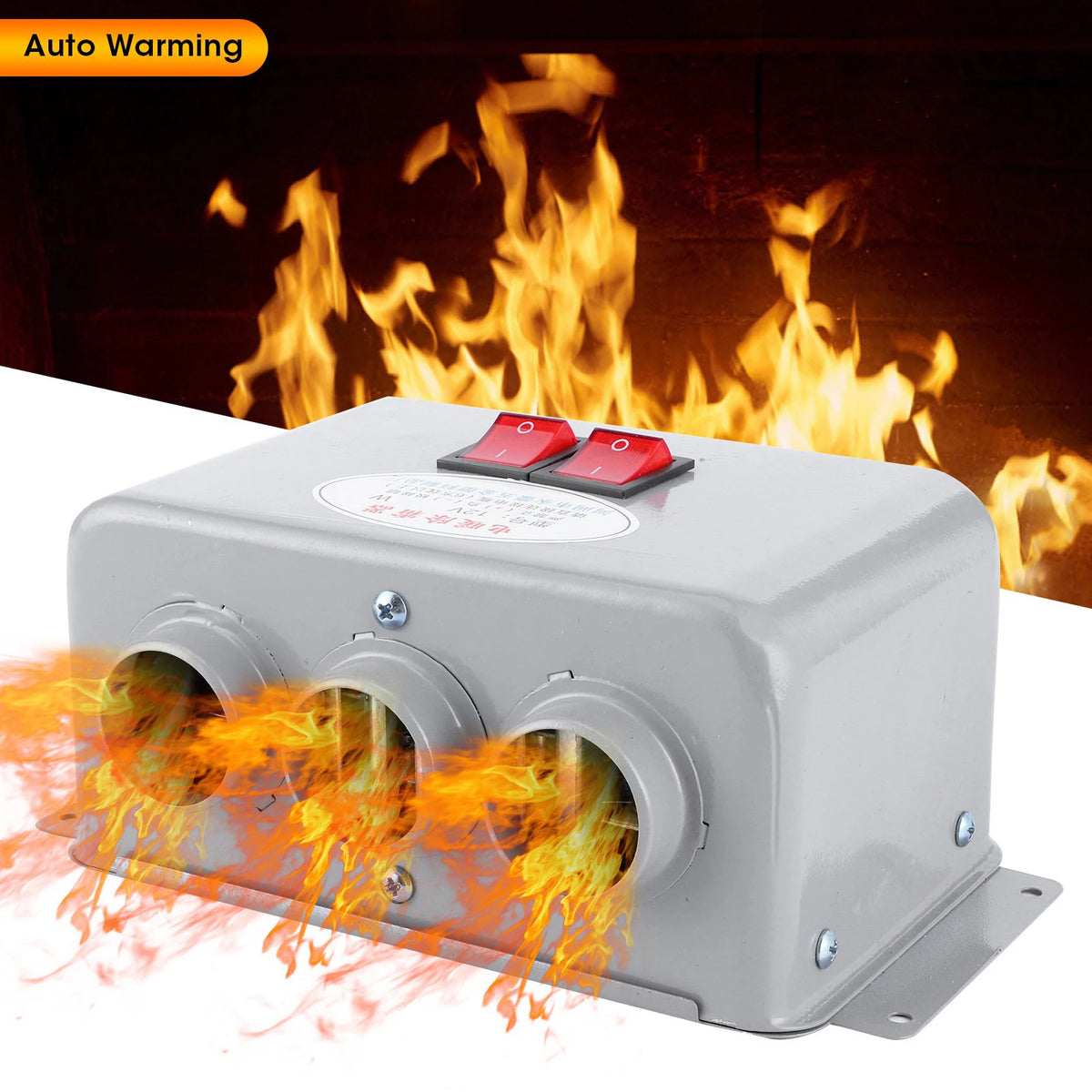 12V Car Heater Car Heater Auto Warming Compact Car Heater 3 Hole 600W‑800W Winter Fast Heating Warmer Frost Removing Low Noise