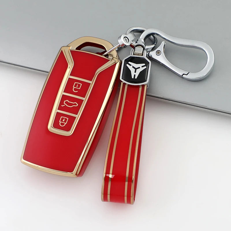 3 Buttons TPU Car Key Case Cover for Vw Volkswagen Touareg 2019 2020 2021 2022 2023 Auto Shell Fob Ring Keychain Protector
