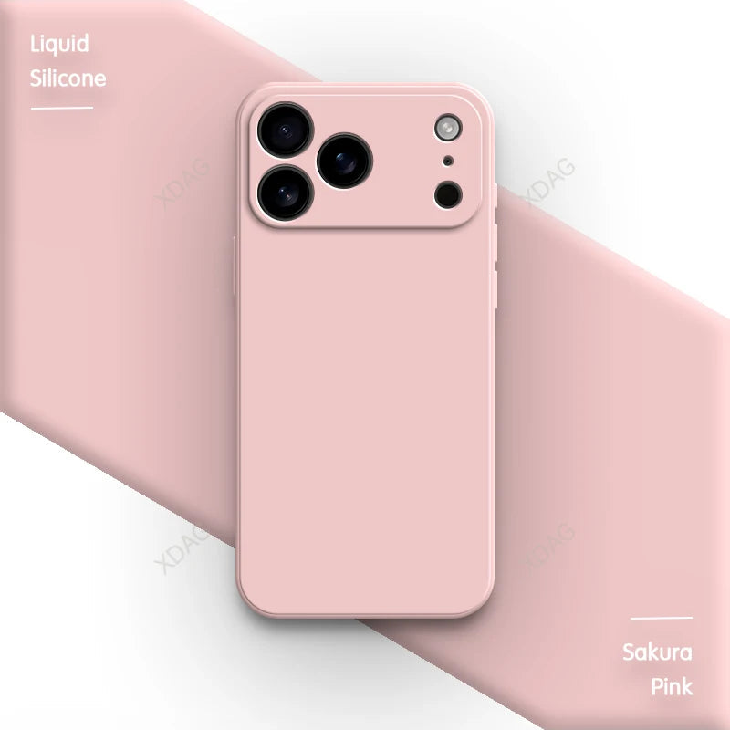 Liquid Silicone Original Phone Case for iPhone 17 Pro Max Air 17Pro 17Max 5G Straight Edge Lens Protection Soft Basic Back Cover Car Mobile World