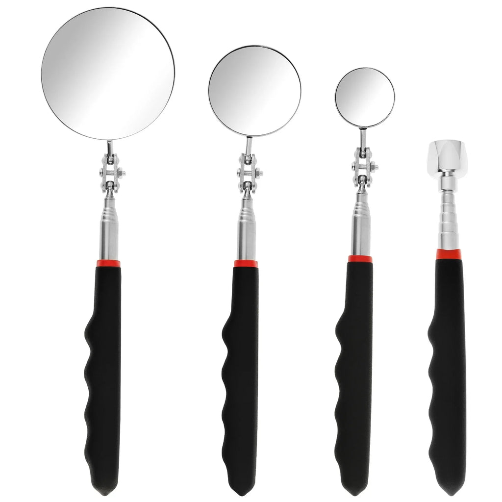 360° Inspection Mirror LED Light Telescoping Mirrors Extend Mechanic Tools Inspection Mirror Telescopic Handle Repairing Tools CM World