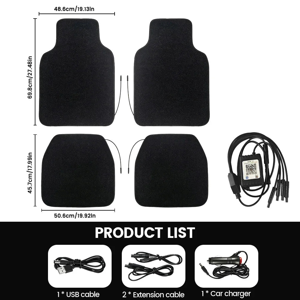 4pcs Starlight Floor Mats, LED Car Mats, Starry Sky Design Luminous Carpet, Universal Fit Anti-Slip Waterproof Starlight Mats for Cars, SUVs, Trucks for BMW Mercedes-Benz Audi Volkswagen Opel Peugeot Renault Citroen Toyota Le