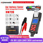 KONNWEI KW720 6V 12V 24V Battery Tester Analyzer Charging Cranking Test Tool for Car Motorcycle Truck with Integrated Printer