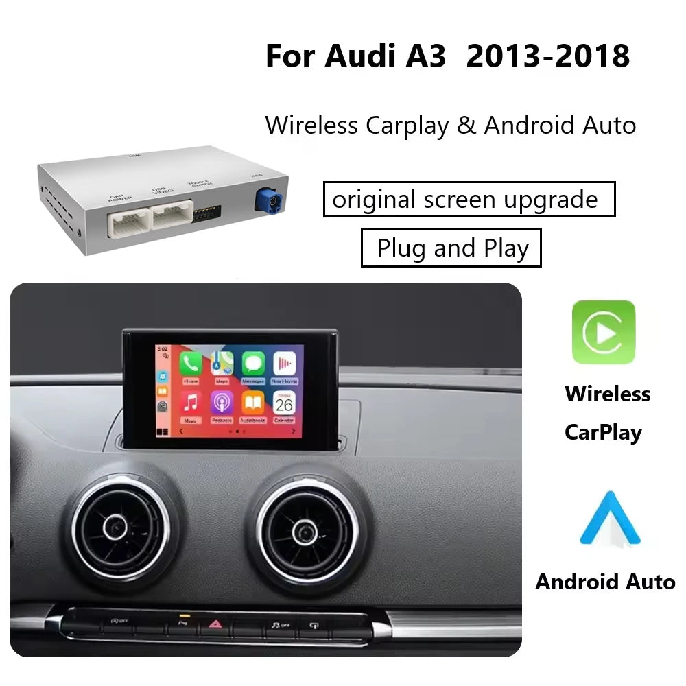 Wireless CarPlay Android Auto Module For Audi A3 8v Q2 8P 2013-2018 Bluetooth USB Reverse Camera Functions CM World
