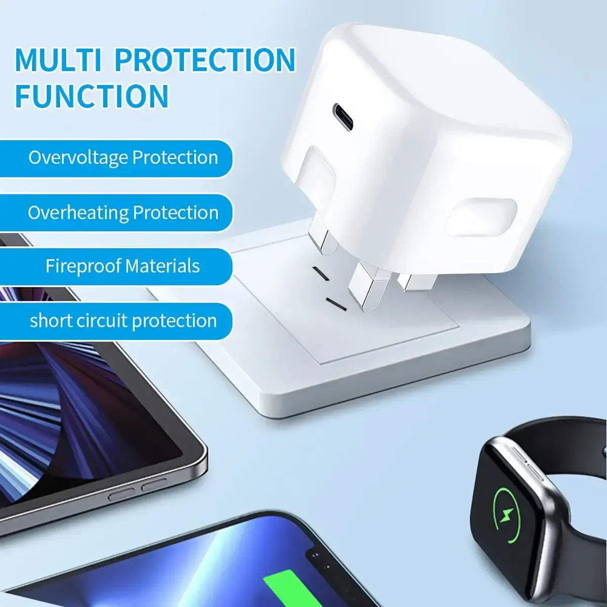 British Standard Charger USB C For iPhone 15 14 13 Pro Quick Charge PD 25W Fast Charging Travel Wall Charger Power Adapter