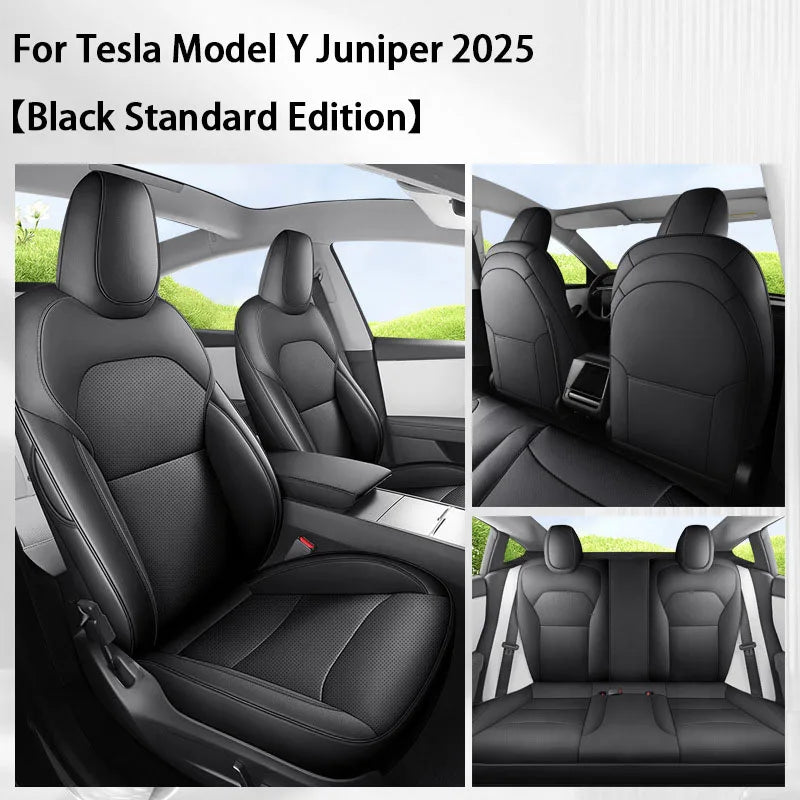 TCYZ For Tesla New Model Y Juniper 2025 Full Set Seat Covers Leather Breathable Car Seat Cover Cushion Protector Replacement CM World