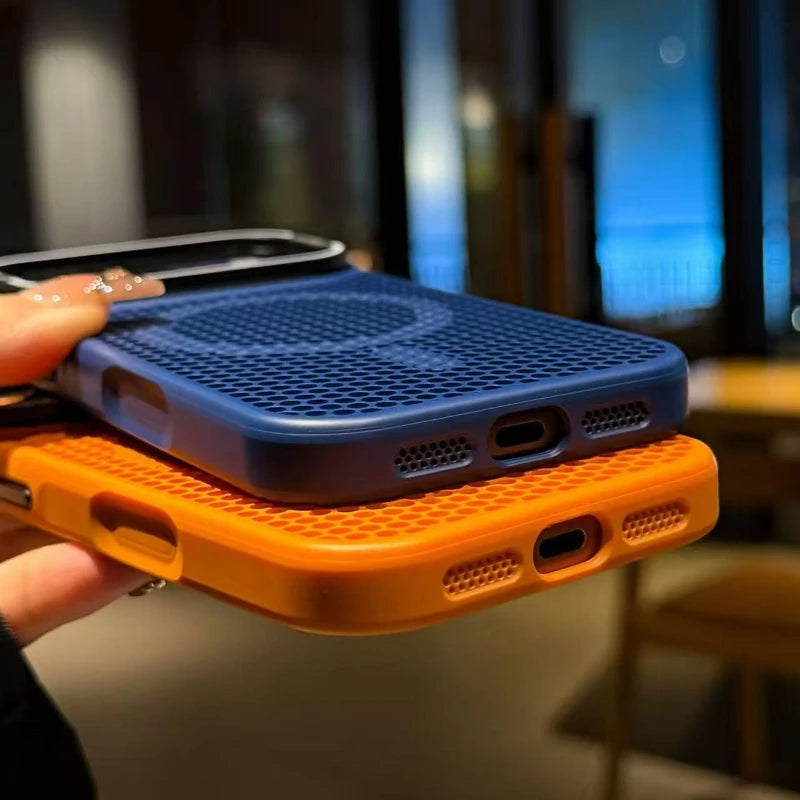 Camera mount mesh cooling case for iPhone 17 Pro Max 15 18 Pro 14 13 12 16 Pro Max For Magsafe wireless charging Shockproof cove