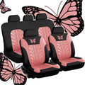 2/4/9PCS Universal Car Seat Cover Set - Red Butterfly Embroidery Design - Protects Seats From Stains, Spills, And Wear