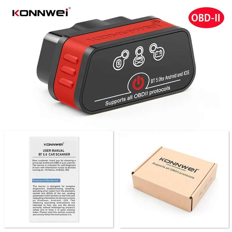 2025 New KONNWEI KW901 ELM327 V1.5 Bluetooth5.0 Car Auto OBD2 Scanner Android/IOS Car Diagnostic Tool Code Reader pk Vgate ICAR2 Car Mobile World