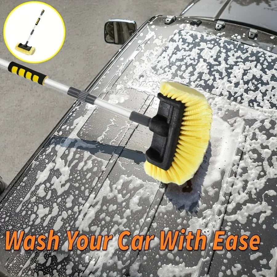 Adjustable Car Wash Brush, on/Off Flow Control Sponge Head, Durable Pp Material Car Wash Brush, with Long Handle Car Wash Brush CM World