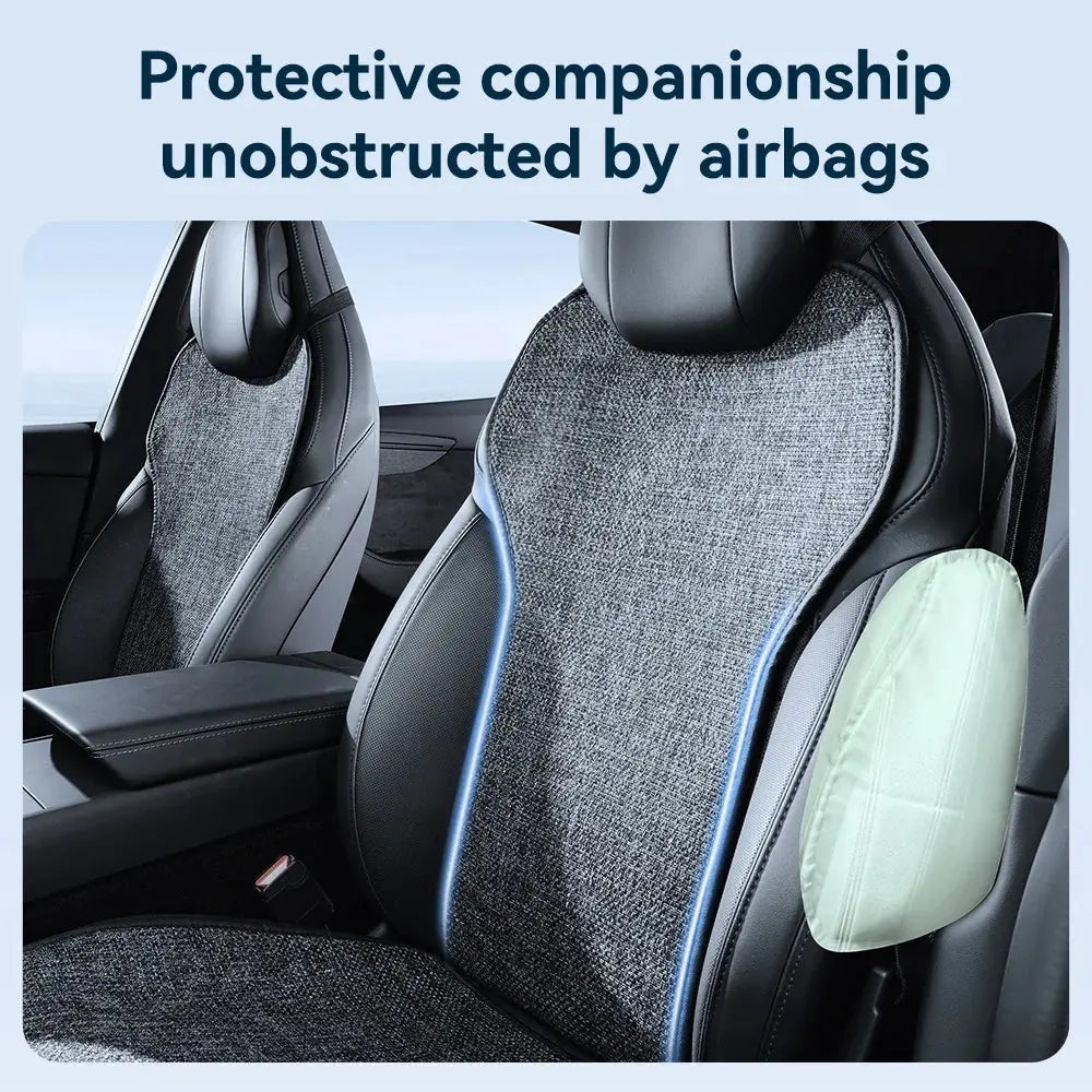 YZ For Tesla Model YL Linen Ice Silk Seat Cushion Backrest Pad Summer Cool Breathable Car Seat Protector Cover 2026 Accessories Car Mobile World