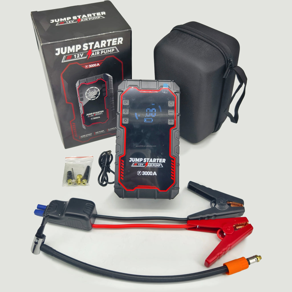 2026 New Car Jump Starter Power Bank With Air Compressor Pump Battery Jump Starter Booster Emergency Tire Inflator
