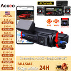 4 Channel GPS WIFI Car Dash Cam 360 Panoramic 8 IR Night Vision Lights 24H Parking Front 4K Inside/Rear/Left 1K Video Recorder