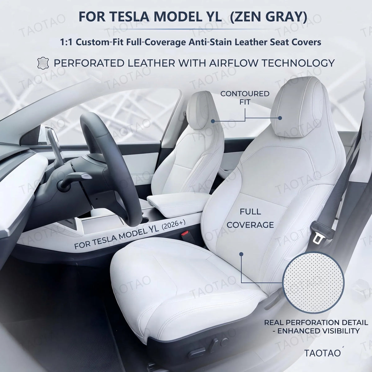 For New Model Y L / Y Juniper 2025 2026 Car Seat Cover Nappa Leather & 8 Grade Anti Fouling Wholesale Price Interior Accessories