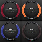 For Audi S3 S4 S5 S6 RS3 RS4 RS5 Q2 Q3 Q5 Q7 Q8 SQ5 TT A3 A4 A5 A6 A7 A8 Car Anti-slip Suede Carbon Fiber Steering Wheel Cover CM World