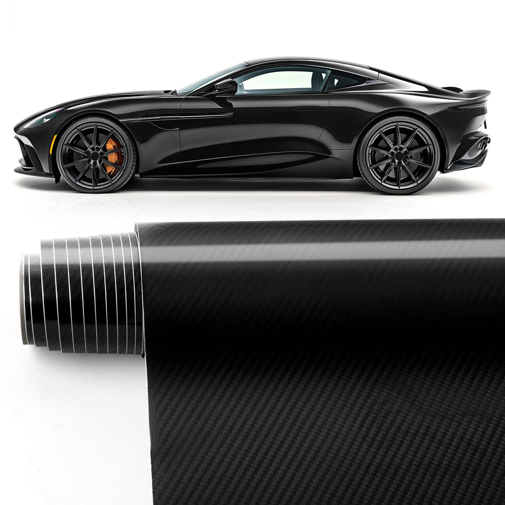 20X5FT High Glossy Black Carbon Fiber Car Wrap Vinyl Film Self Adhesive Auto Decal Bubble Car Body Film Vinyl Wrap Decals Car Mobile World