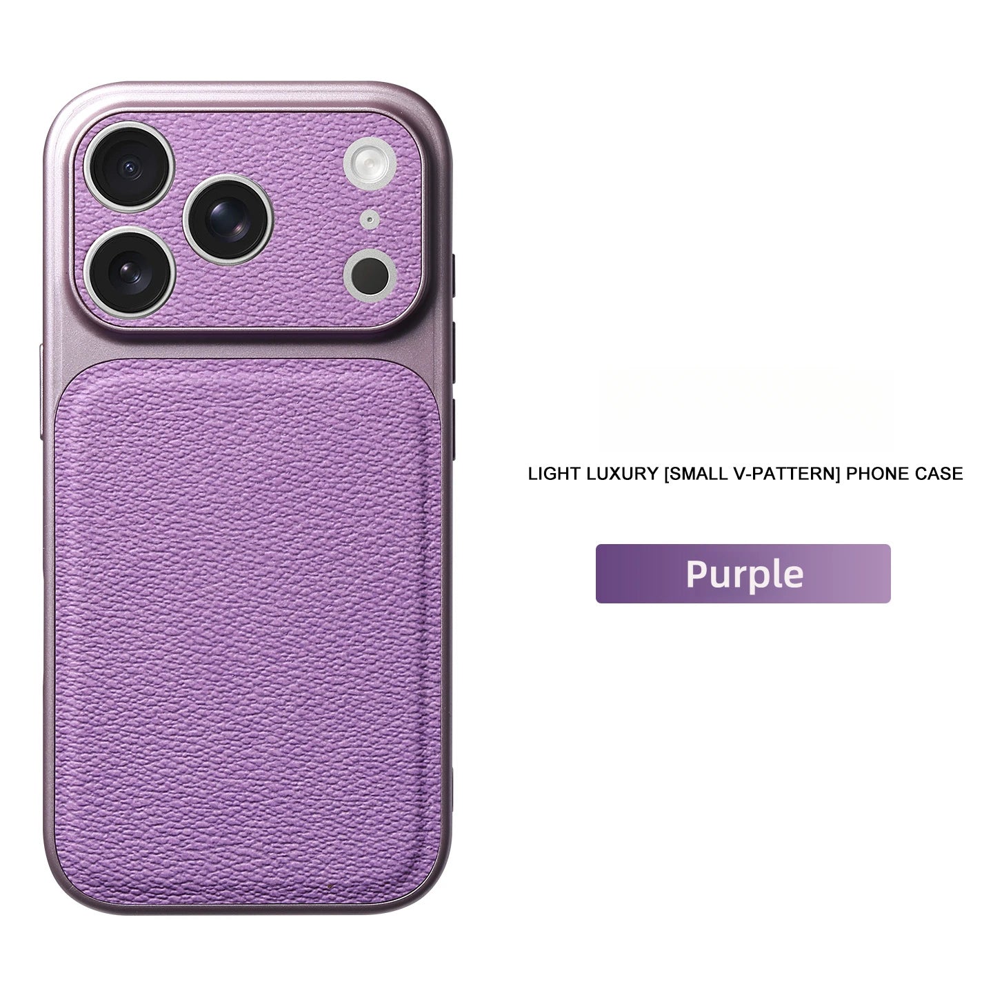 Solid Color Lychee Grain Leather Phone Case, Anti-Scratch & Shockproof Protective Cover for iPhone 17 Pro Max  16 15 14 13 Air Car Mobile World