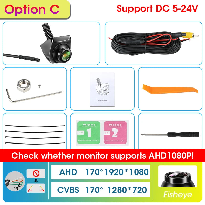 AHD 1080P Car Rear View Camera Night Vision Reversing Auto Parking IP68 Waterproof CCD Auto Backup Monitor 170 Degree HD Image CM World