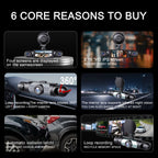 BCUOZ 4-Lens 360° Dashcam, 1080P Front + 720P Built-in Rear Left and Right Car Cameras, Super Night Vision, Loop Recording, G-Sensor, WDR, 12-24V Car Plug Power Supply, Optional 64GB Memory Card.