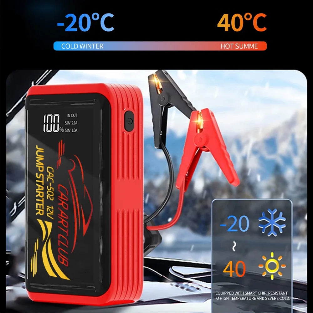 2026 New Smart Jump Starter 12V Car Battery Booster, Portable Power Bank with LED Light & Quick Charge Function