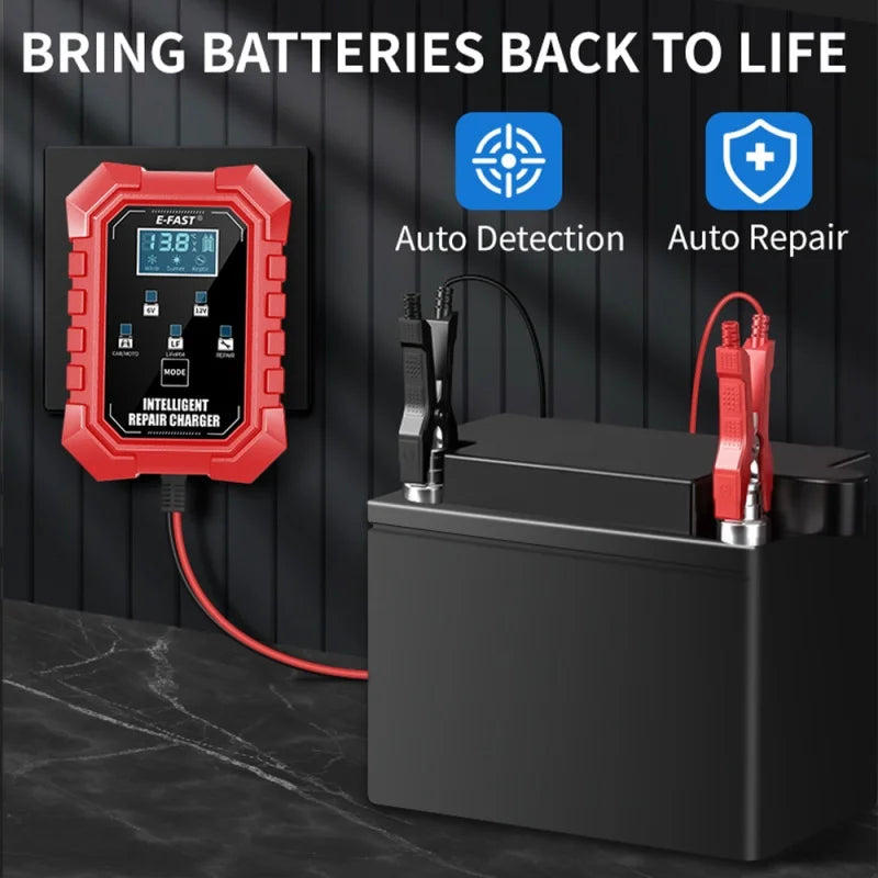 6V/12V 1.5A Smart Battery Charger for Car Motorcycle Lead-Acid Repair