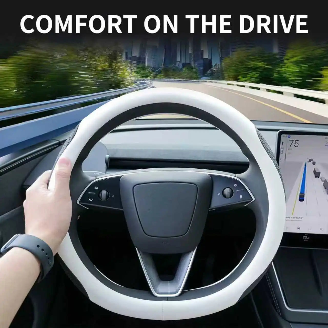Steering Wheel Cover for Tesla Model 3 2026 Model Y 2026 Steering Wheel Protector Leather Non-Slip Breathable 3mm Utra-thin CM World