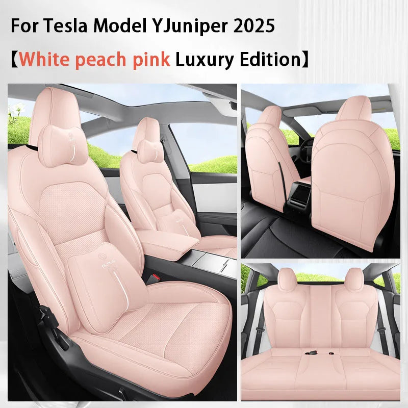 TCYZ For Tesla New Model Y Juniper 2025 Full Set Seat Covers Leather Breathable Car Seat Cover Cushion Protector Replacement CM World