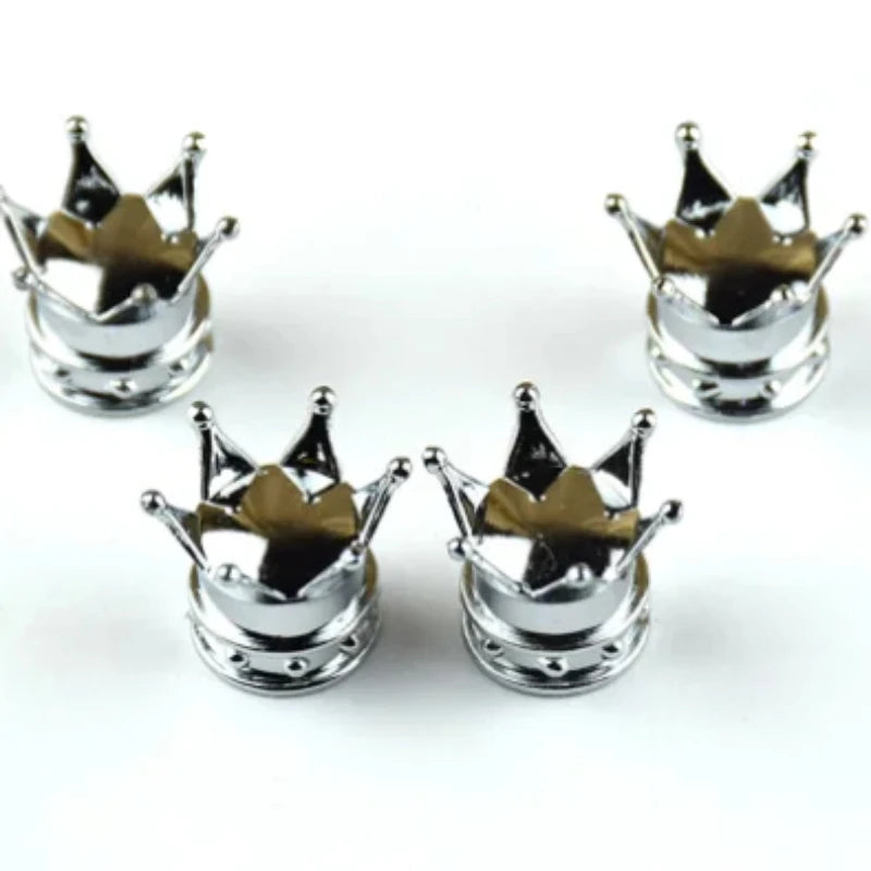 4Pcs Car Universal Crown Valve Caps Dustproof Waterproof Wheel Valve Cover Air Car Motorcycle Tyre Rim Cap Car Trim Valve Cap